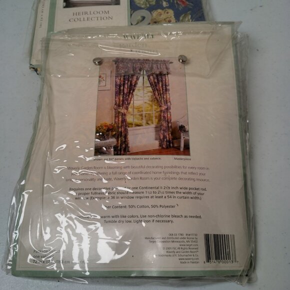 Waverly Garden Room Heirloom Collection Shaped Ruffle Valance Blue Floral Pair - Picture 5 of 15